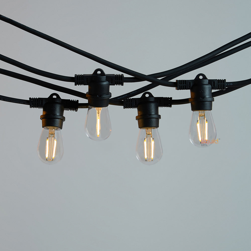 10m Black Festoon String Lights with 10 Bulb 240V