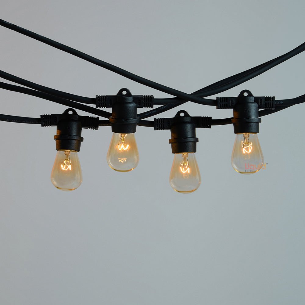 20m Black Outdoor Festoon String Lights - LiquidLEDs™ - Festoon String