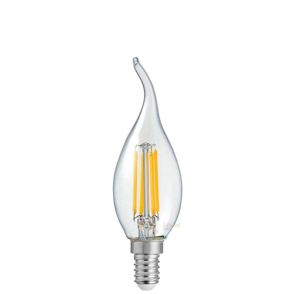 4 Watt Flame Tip Candle Dimmable LED Filament Bulb (E14) Clear Candle Bulbs LiquidLEDs Lighting 