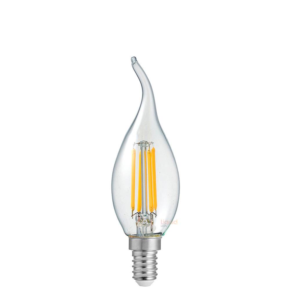 4 Watt Flame Tip Candle Dimmable LED Filament Bulb (E14) Clear Candle Bulbs LiquidLEDs Lighting 