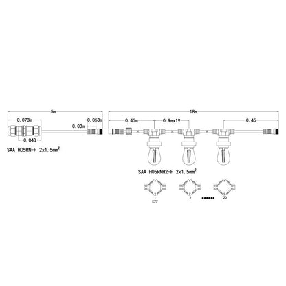 Dimmable Low Voltage Commercial LED Festoon Kit at 90cm intervals