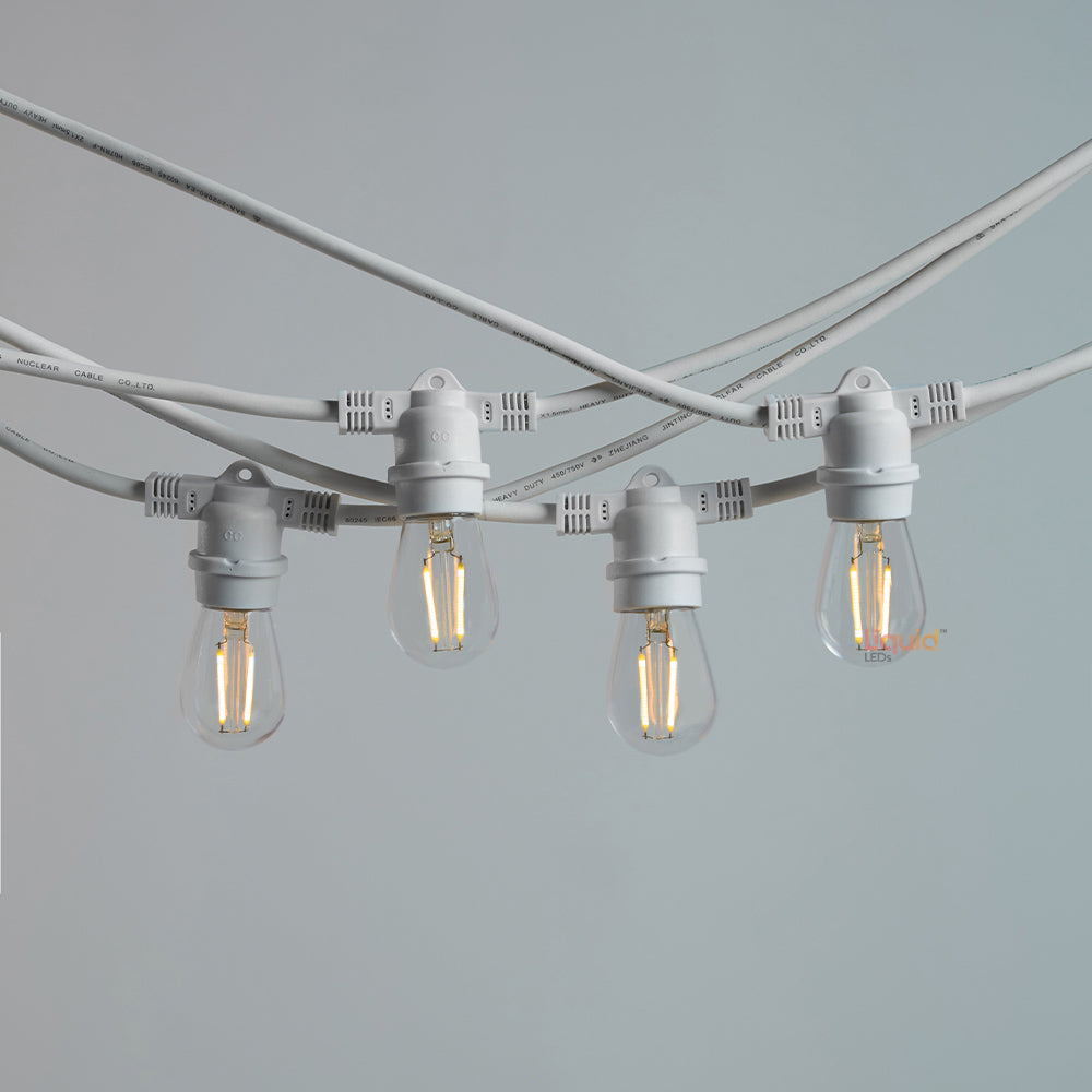 20m White Festoon String Lights with 20 Bulb 240V